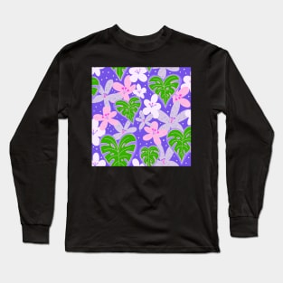 Monstera hearts and tropical florals Long Sleeve T-Shirt